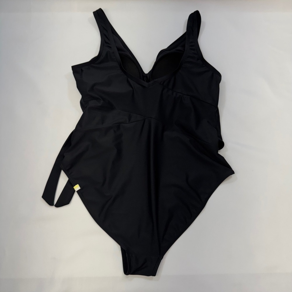 NWOT Summersalt The Perfect Wrap One-Piece Swimsuit US 16 Black V-Neck Tie Side - Picture 7 of 12
